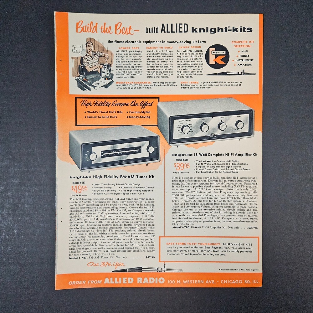 1958 Allied Radio Knight-Kits 8-Page Brochure Vintage Print Ad Hi-Fi Instruments